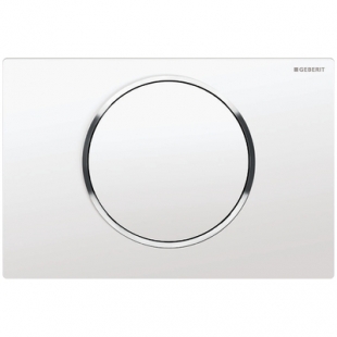 Geberit Abdeckpl.Omega20 für 2-Mengen-Spülung weiss/hgl.verchromt/weiss